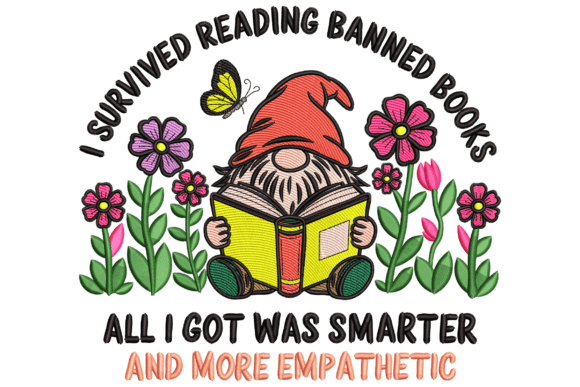 Banned Books Gnome Embroidery Design Review