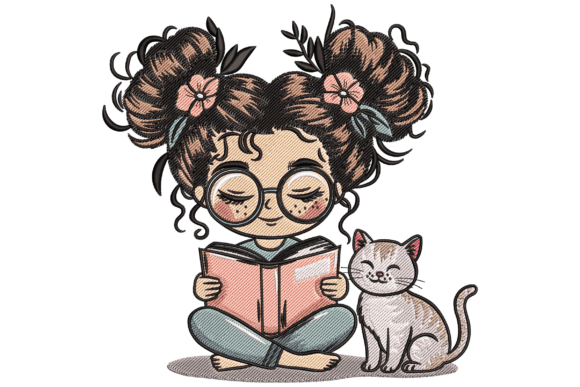 Reading Girl with Cat Embroidery Review